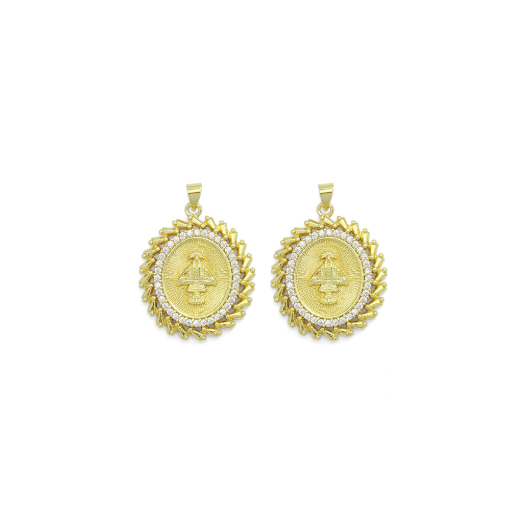 Clear CZ Oval CZ Saint Charm, Sku#LK940