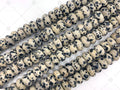 2mm Large Hole Natural Dalmation Jasper Beads, Rondelle 6x10mm, 8" Long Strands, sku#U1232