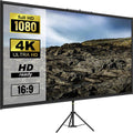 VEVOR Tripod Projector Screen with Stand 100Inch 16:9 4K HD Projection Screen Stand Wrinkle-Free Height Adjustable Portable Screen for Projector Indoor & Outdoor for Movie, , Home Cinema, Gaming, Office
