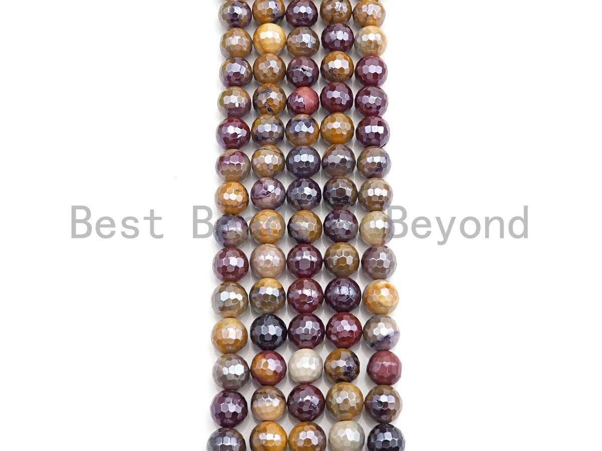 High Quality Plated Natural Mookaite beads,Round Faceted Beads,6mm/8mm/10mm Gemstone Beads, 15.5inch FULL strand, SKU#UA91