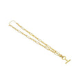 Gold Long Mixed Paperclip Chain OT Bar Adjustable Necklace,s