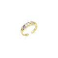 Gold Colorful CZ Round Adjustable Ring, Sku#Y907