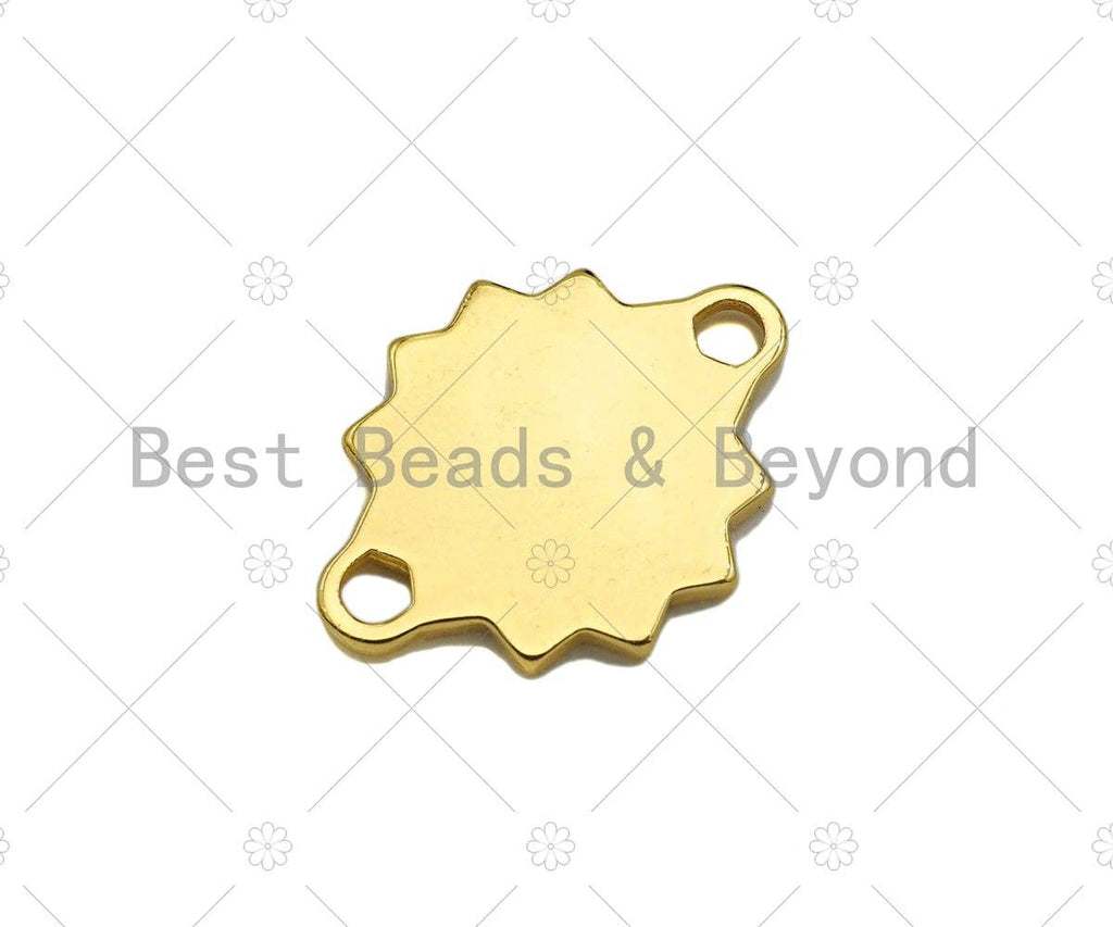 18K Gold Black Heart On Sunflower Shape Connector,Gold Medallion Links, Necklace Bracelet Charm Pendant,18x24mm,Sku#Z1327