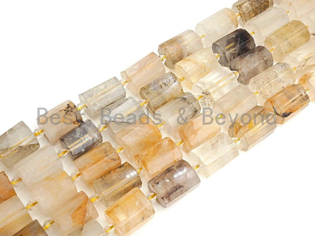 High Quality Natural Picture Quartz Cylinder Facted Beads, Natural Quartz beads, 12x18mm, sku#U666