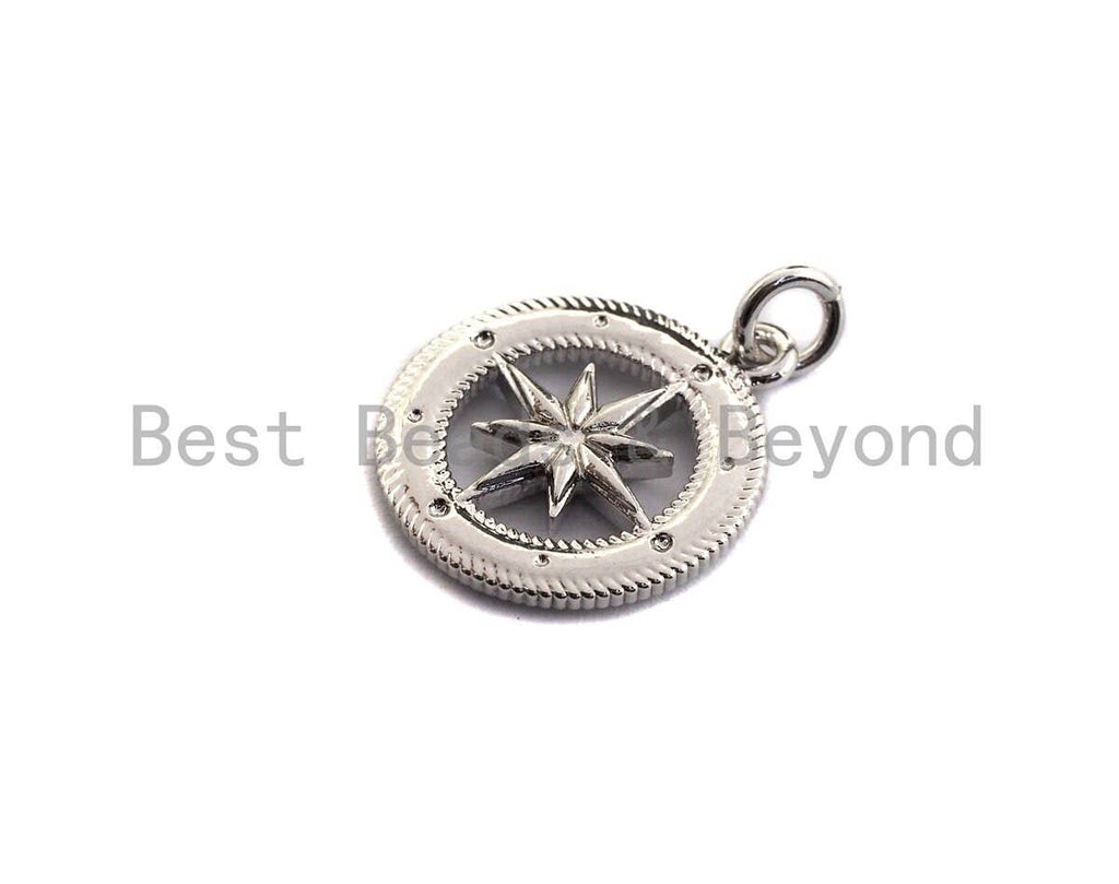 Hollow out North Star Compass Coin Pendant, Sku#Z432