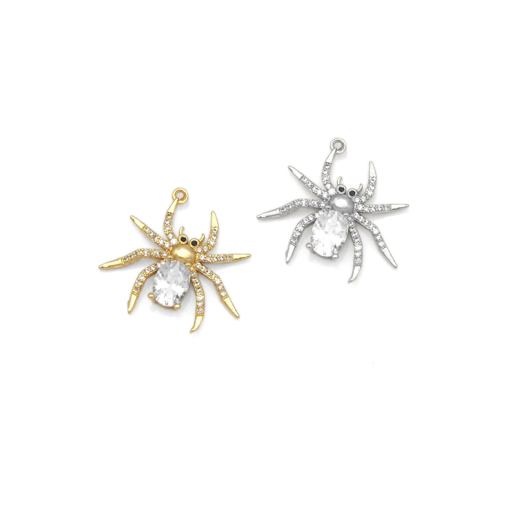 ClearCZ Gold Silver Spider Shape Charm, Sku#B363