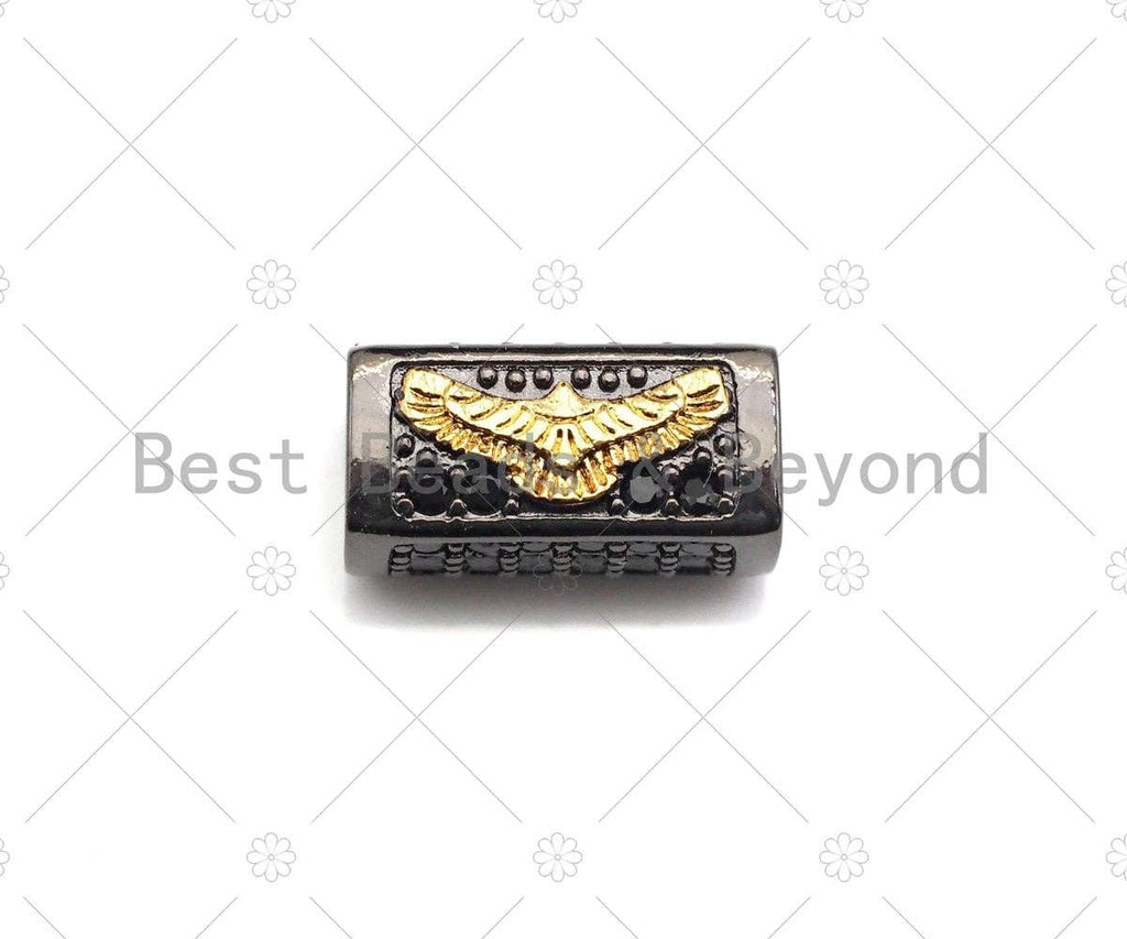 Lighnting/Eagle Bead,Tube Spacer Bead, Black CZ Pave Tube Spacer Beads for Men/Women Jewelry Making, 7x14mm, sku#ML21
