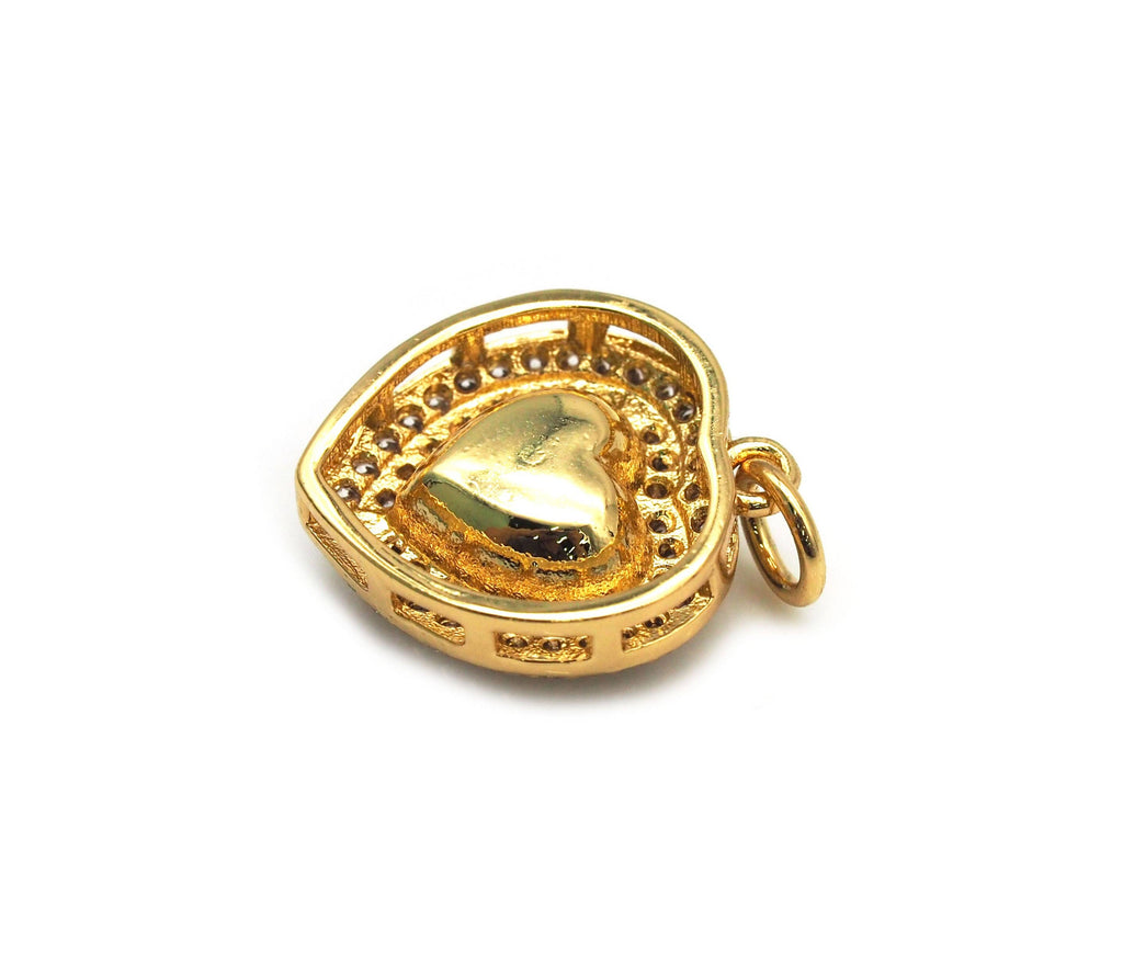Big CZ Heart Charm, Sku#Y620