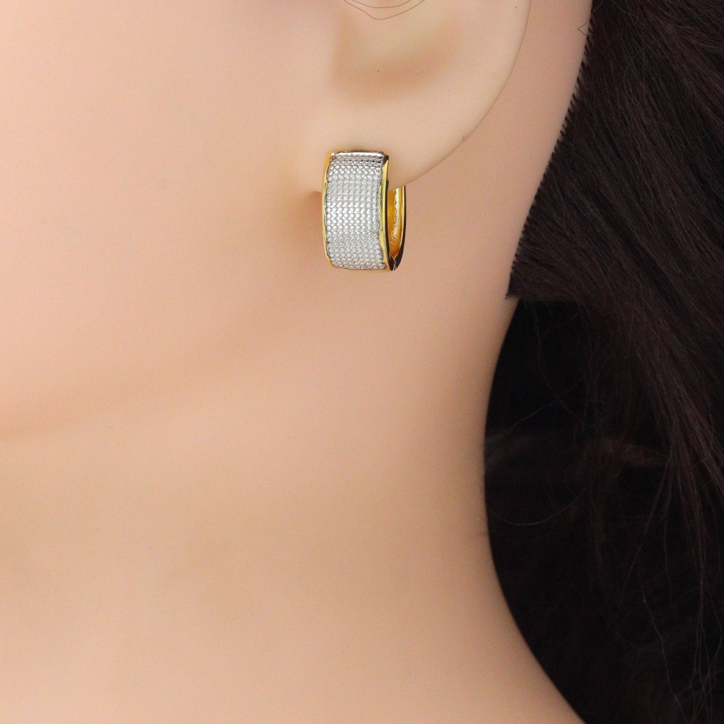 Dual Color Oval Band Hoop Earrings, Sku#LX836