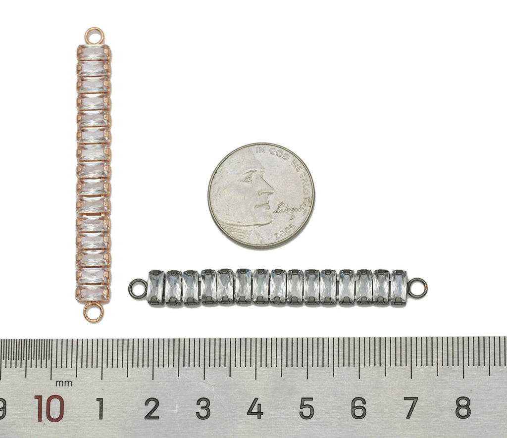 Rectangle CZ Long Bar Charm, Sku#Y642