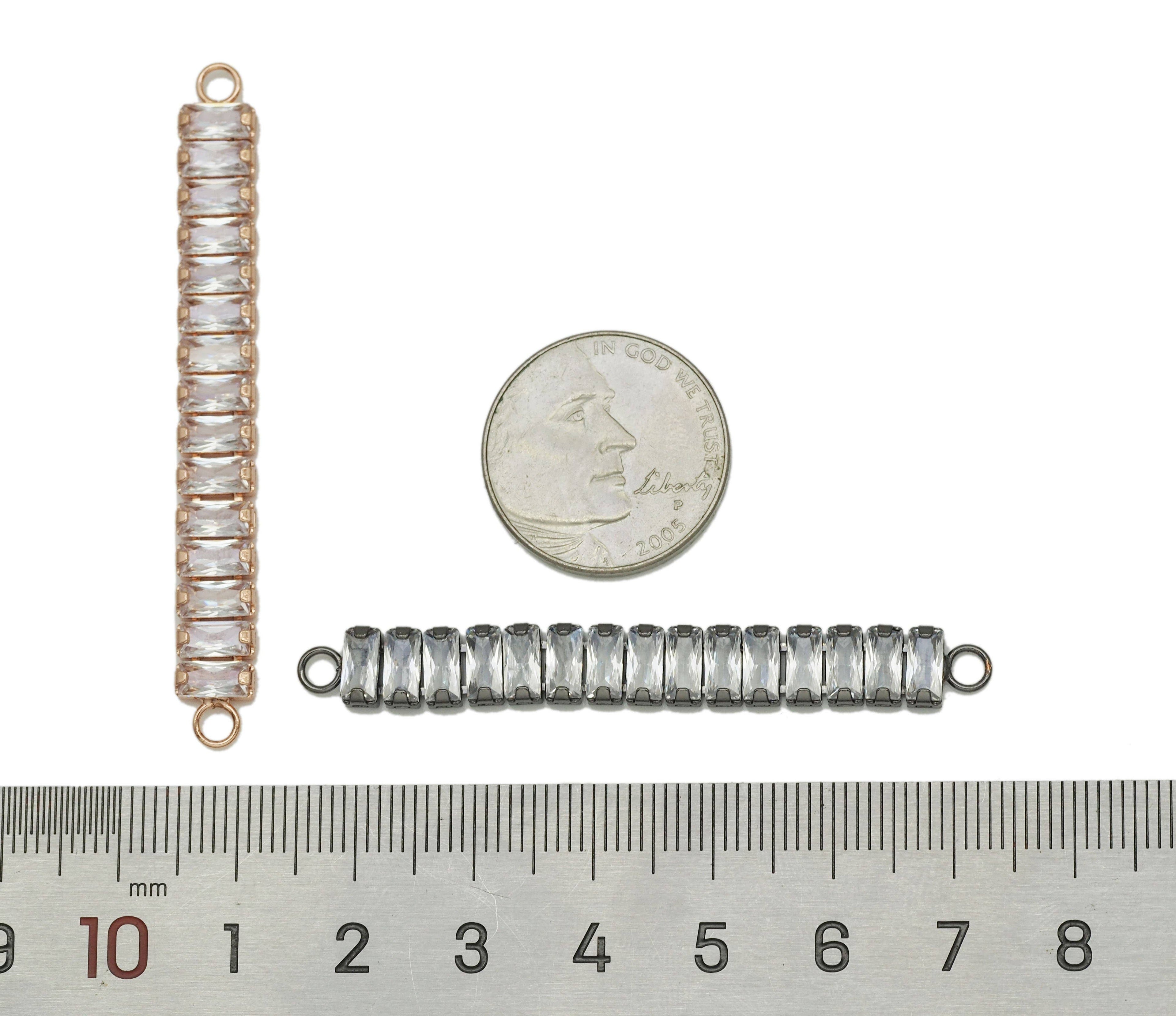 Rectangle CZ Long Bar Charm, Sku#Y642