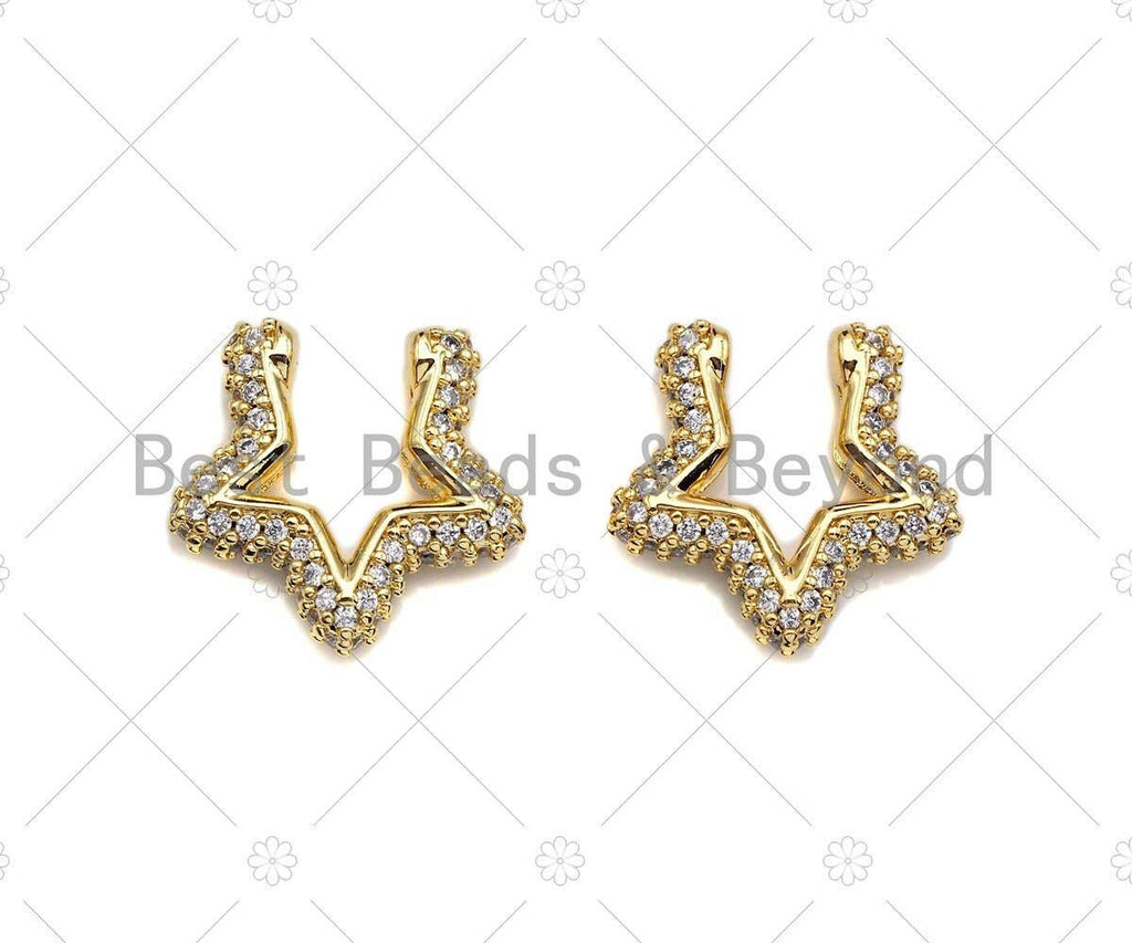 Fully CZ Star Cuff Earrings, Sku#O36