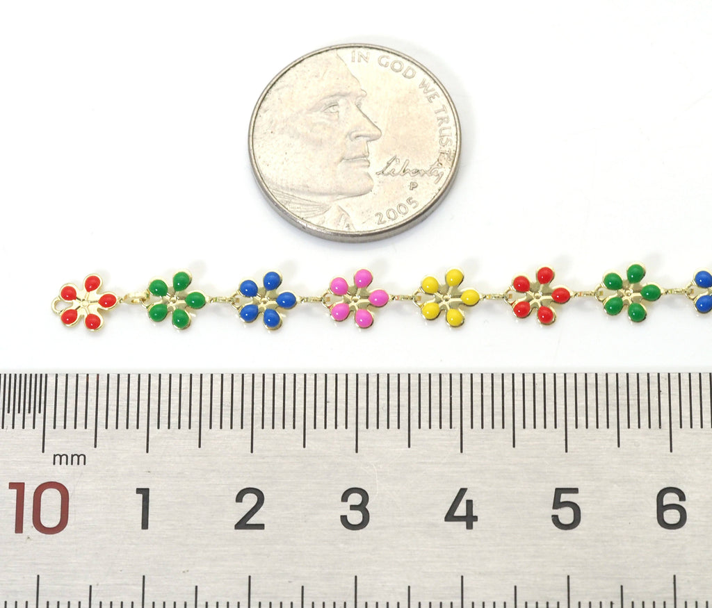 Gold Dainty Enamel Flower Chain by Yard/Necklace,sku#LS12