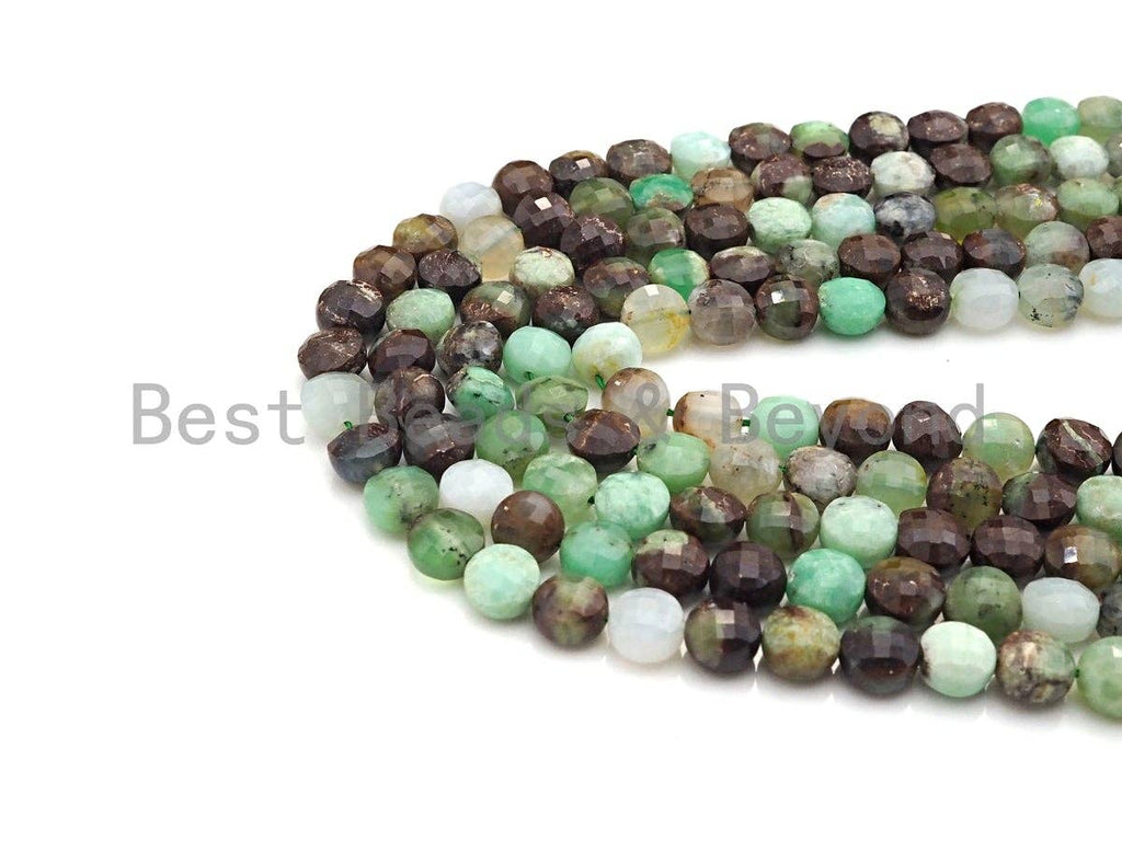 High Quality Natural Chrysoprase Checkerboard Cut Coin Shape beads, 8mm Turtle Shell Cut Chrysoprase  Beads, 16" Full strand, sku#UA43