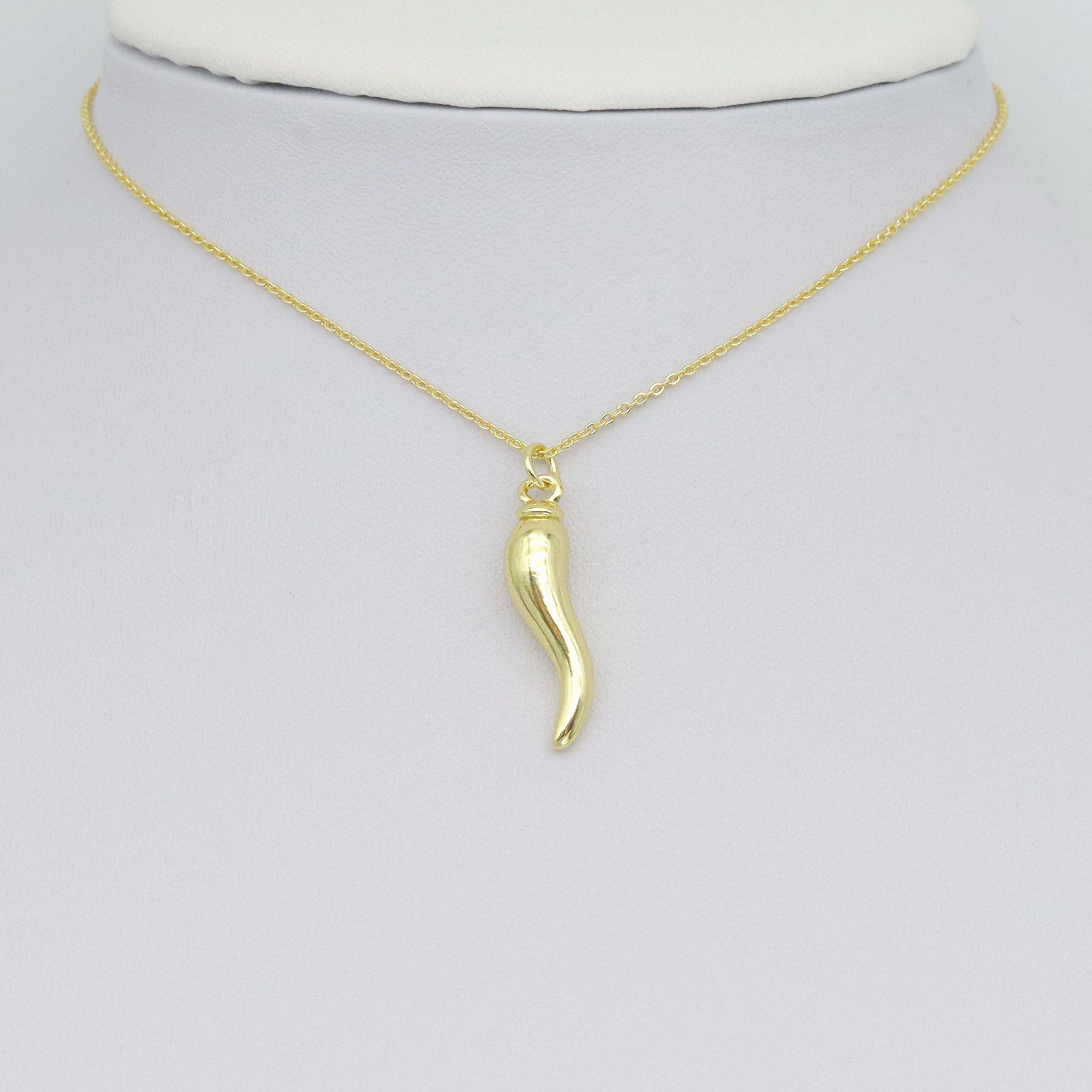 Gold Chili Shape Charm Pendant, Sku#LK1063