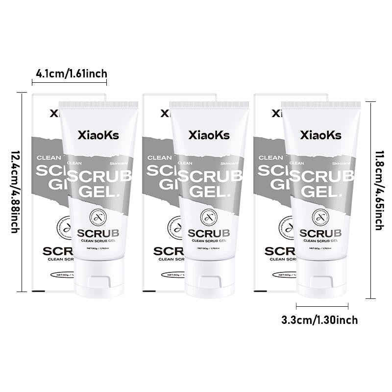 Xiaoks Clean Scrub Gel (3-Pack) with Carbomer & Betaine - 1-Minute Exfoliation, Mild & Gentle for Sensitive Skin - Non-Irritating Daily Exfoliator - 50G Each