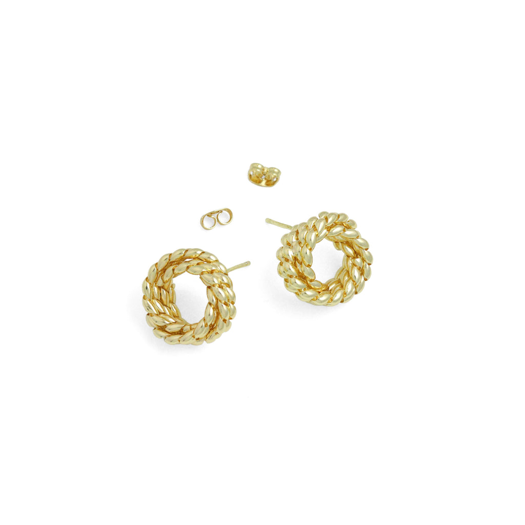 Twistes wheat flower circle Stud Earrings, Sku#ZX225