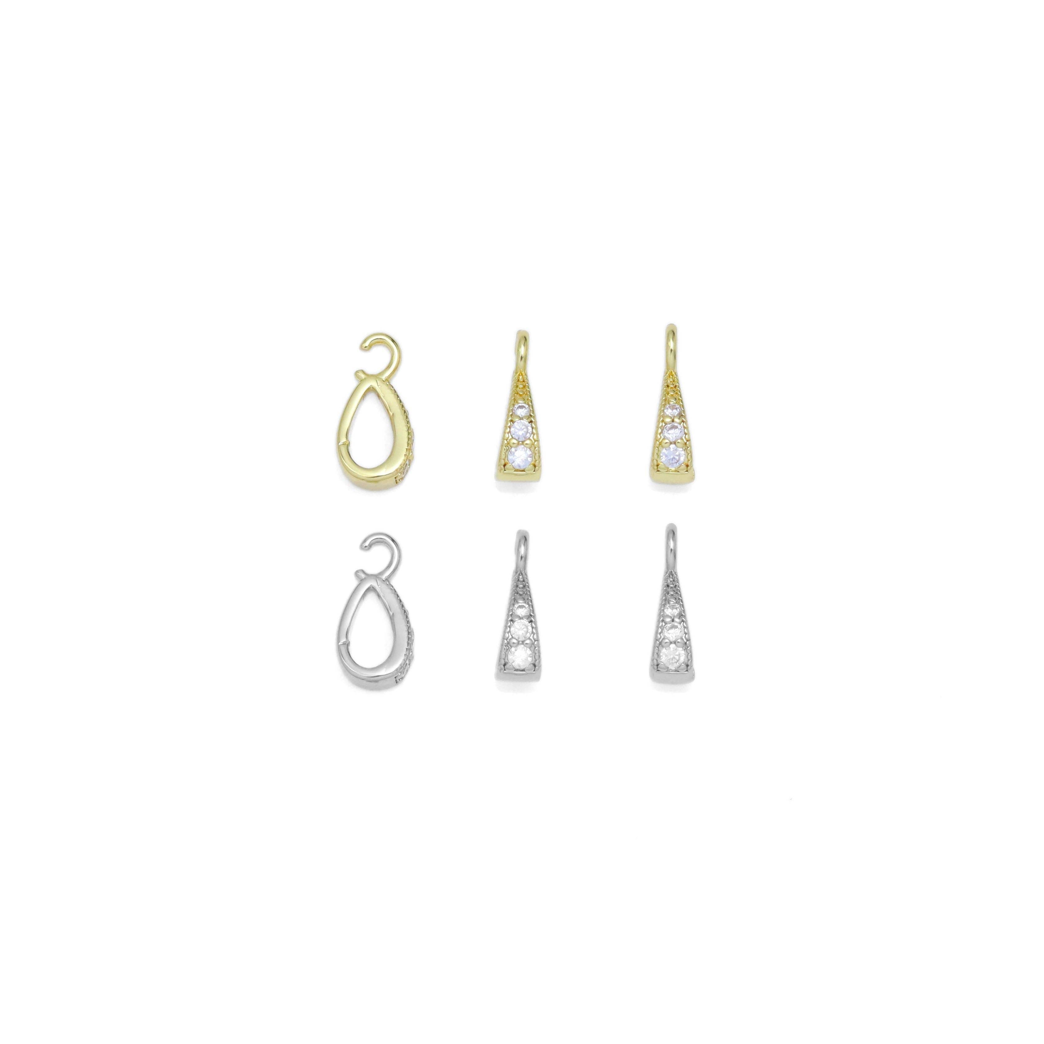 Silver CZ Pave Bail, Charm Holder, Sku#A244