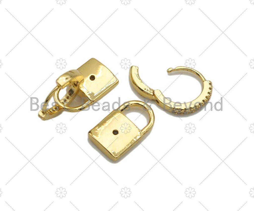 Dangle Pave Lock Shape Earring,Sku#O10