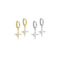 Clear CZ North Star Gold Silver Earrings, Sku#A207