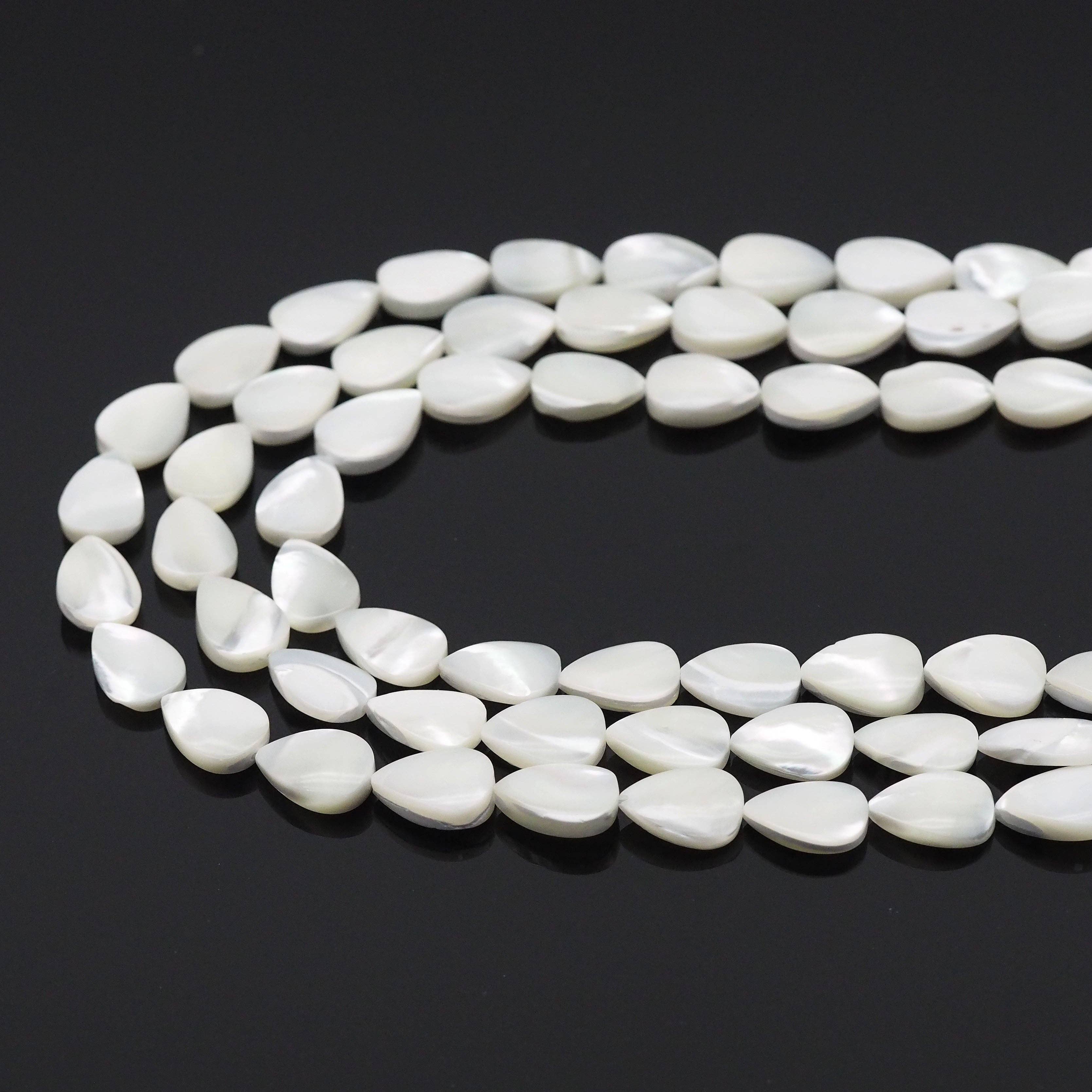 Flat Teardrop White Mother of Pearl Beads, Sku#T167