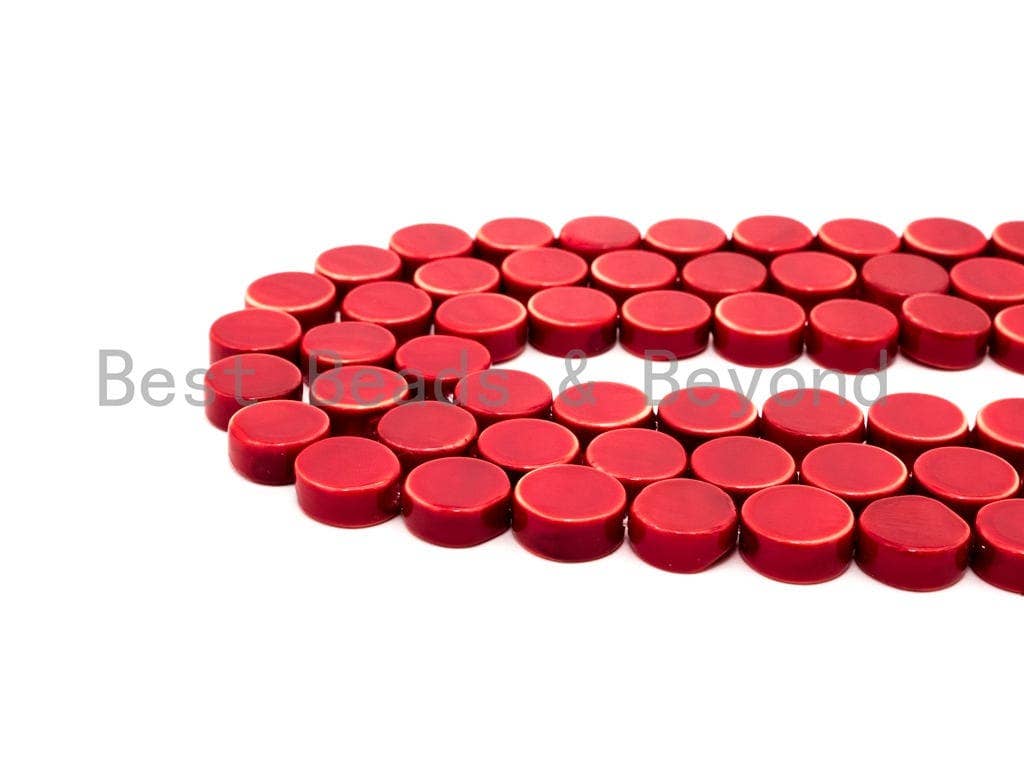 Red Natural Mother of Pearl beads,12x5mm Pearl Coin beads, Loose Coin Smooth Pearl Shell Beads, 16inch strand, SKU#T93