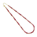 Gold Fuchsia Rectangle CZ Link Chain Necklace, Sku#A352