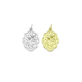 CZ Gold Embossment flower tree Oval Charm, Sku#Z1475
