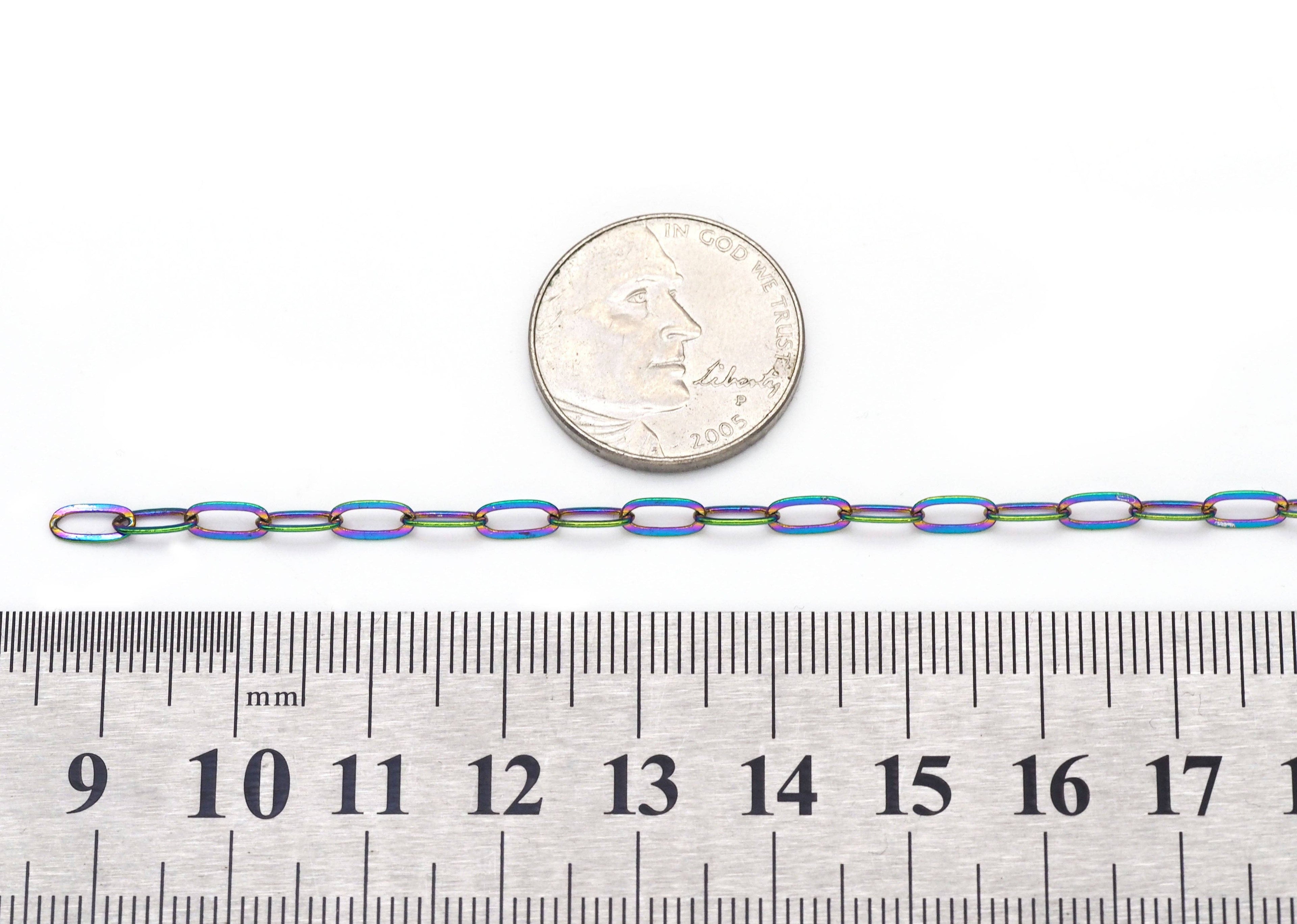 Rainbow Paperclip Small link metal chain, sku#LX112