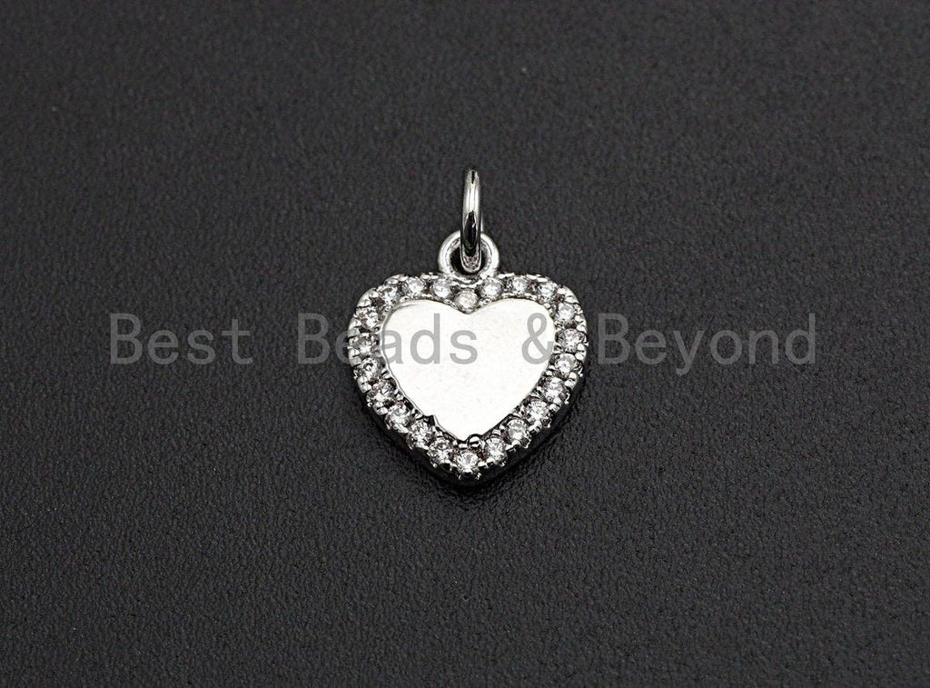 CZ Micro Pave Heart Pendant/Charm, Bracelet Necklace Cubic Zirconia  Heart Pendant Charm, 11x12mm,sku#Z476