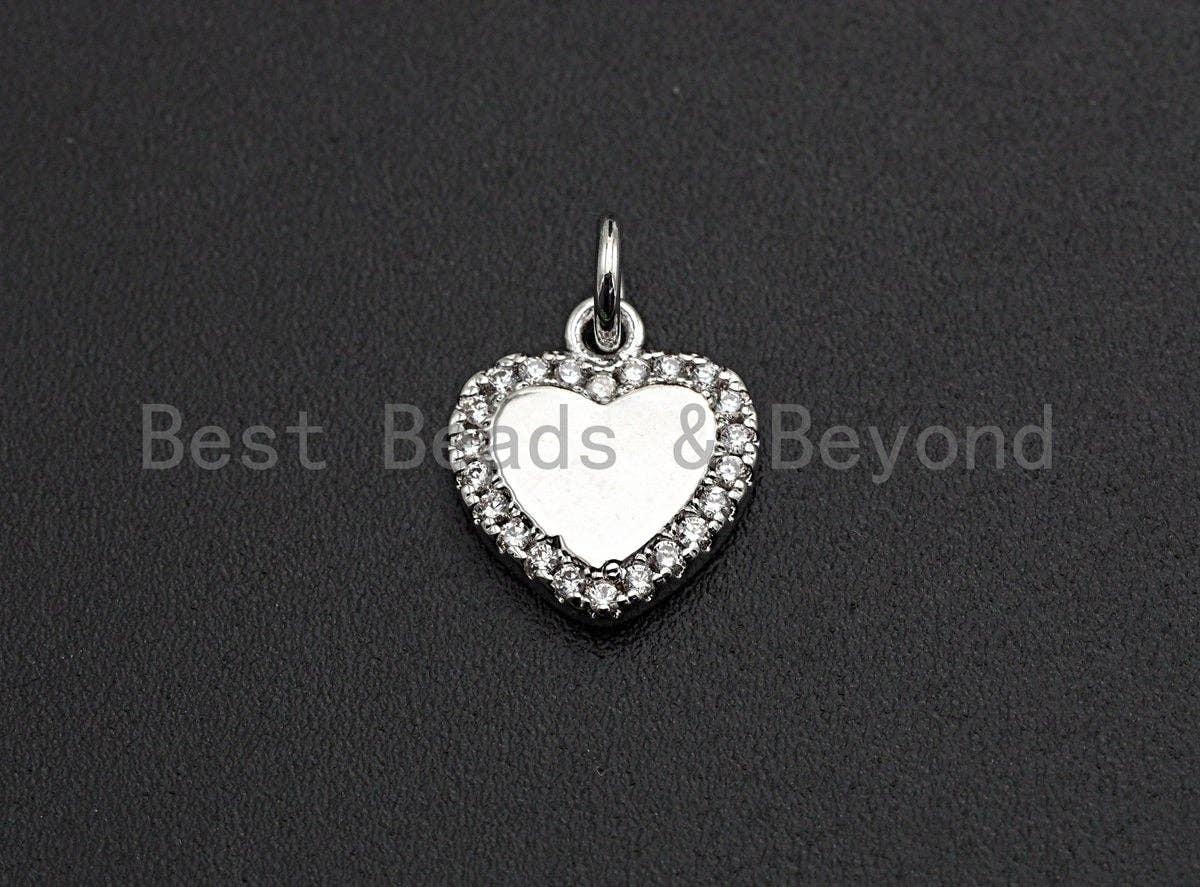CZ Micro Pave Heart Pendant/Charm, Bracelet Necklace Cubic Zirconia  Heart Pendant Charm, 11x12mm,sku#Z476