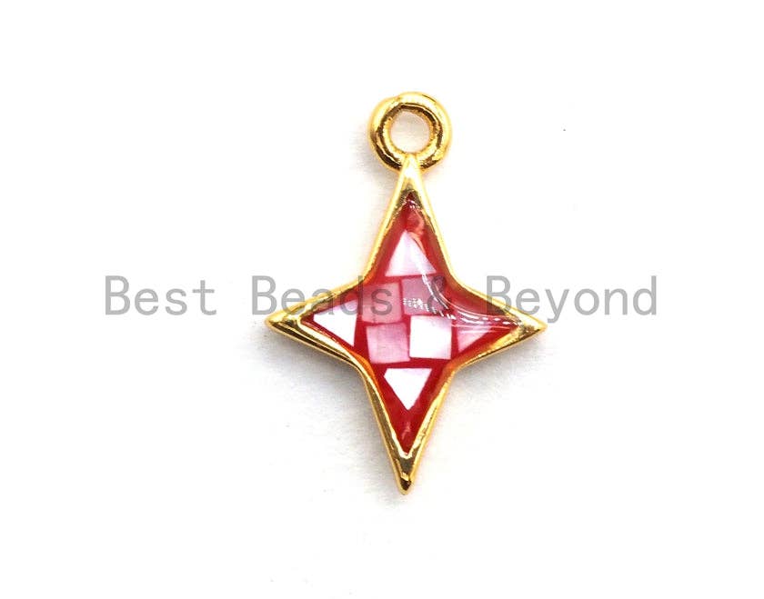 100% Natural Hot Pink Color North Star Shell Charm/Pendant, Hot Pink Shell Charm/Pendant, Natural Shell Charm, 10x14mm,SKU#Z347