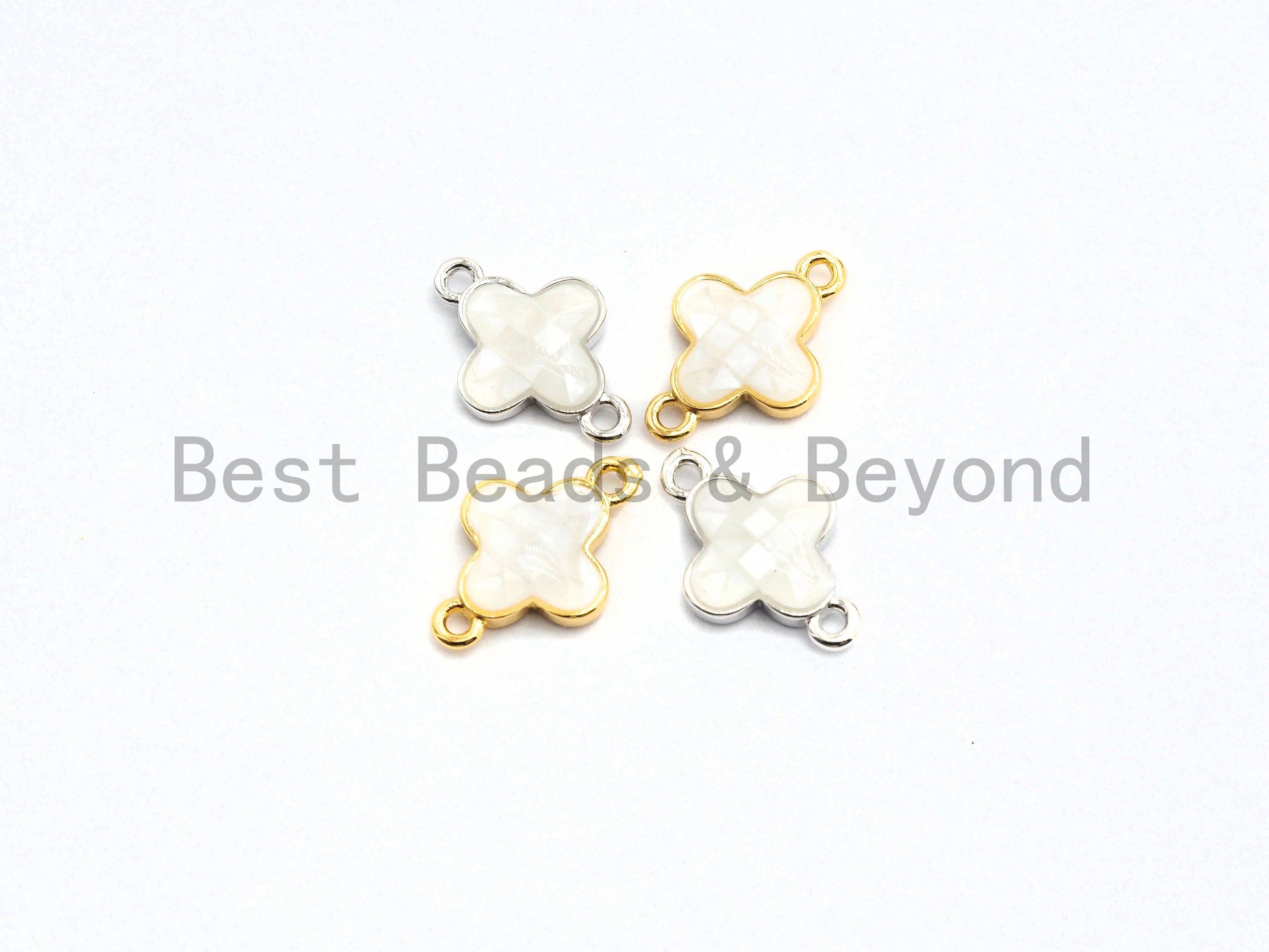 100% Natural White Shell Clover Connector for Earring/Bracel