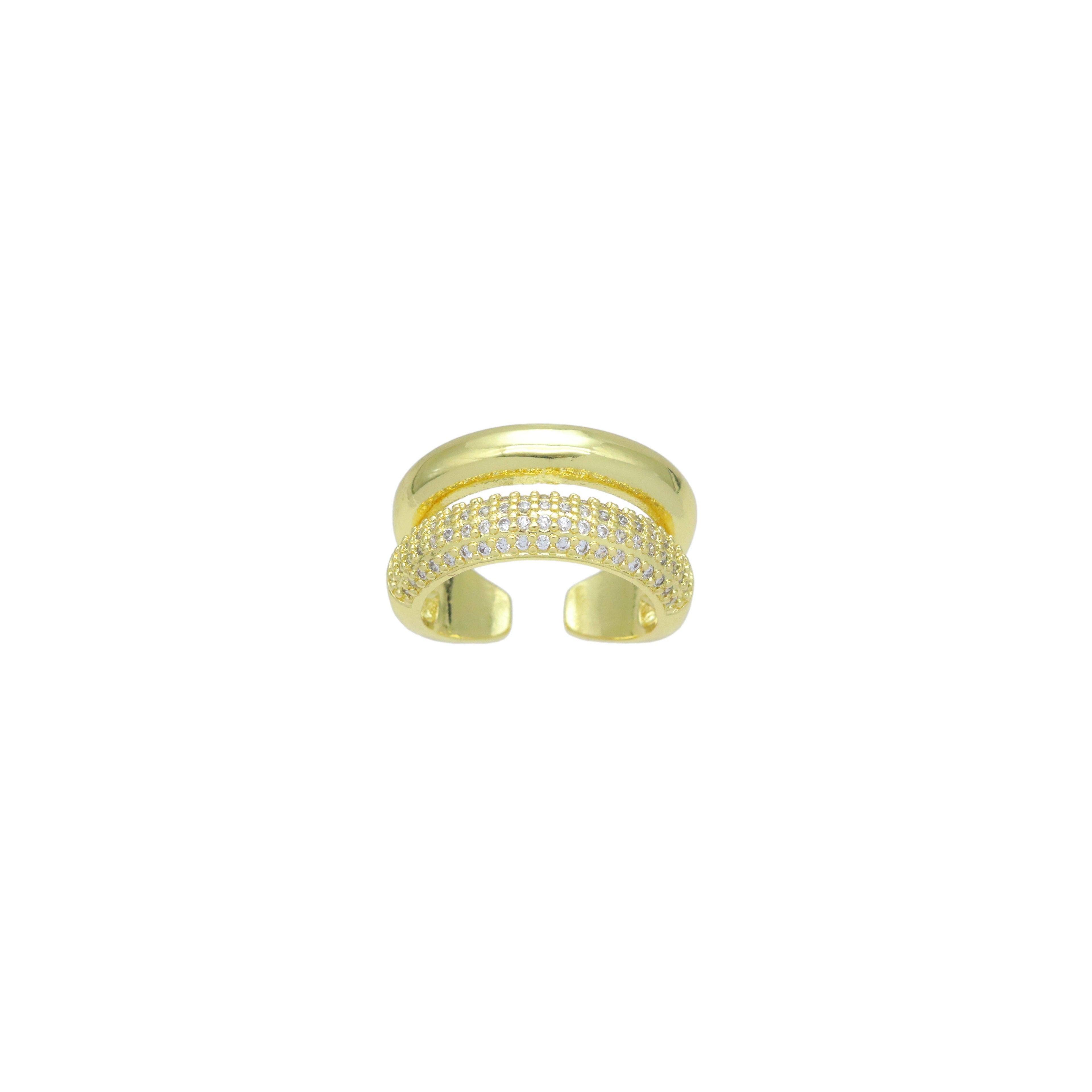 CZ Doule Line Dome Adjustable Ring, Sku#LK1068