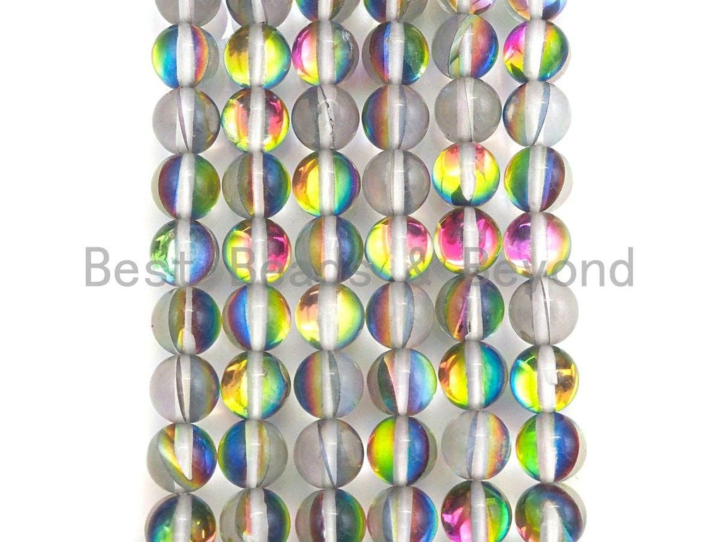 Mystic Aura Spectrolite Quartz, Quality Crystal Round beads, Sku#U598