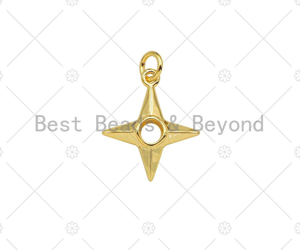 Gold Filled North Star Shape Pendant, 18K Gold Filled Star Charm, Necklace Bracelet Charm Pendant, 15x18mm, Sku#Y447