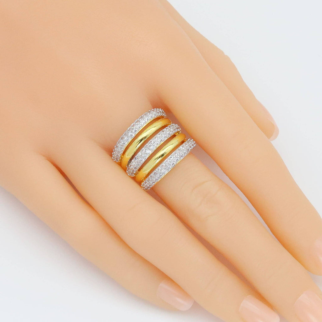 Dual Color CZ Chuny Adjustable Ring, Sku#Y967