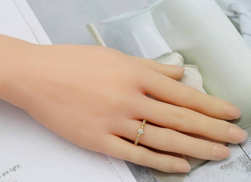 CZ Pave Gold Rhombus Shape Ring, Sku#LD321