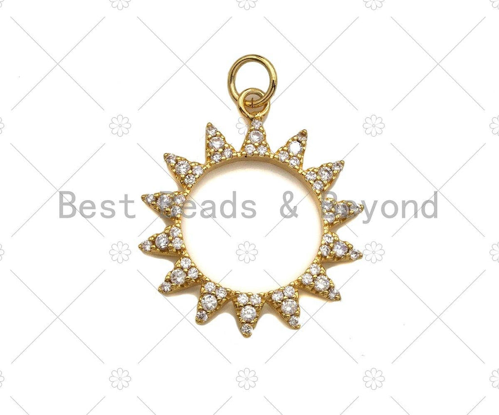 CZ Mirco Pave Hollow Out Sun/Sunflower Charm/Pendant, Sunflower Charm, Sun Pendant, 16mm/21mm, sku#Y295