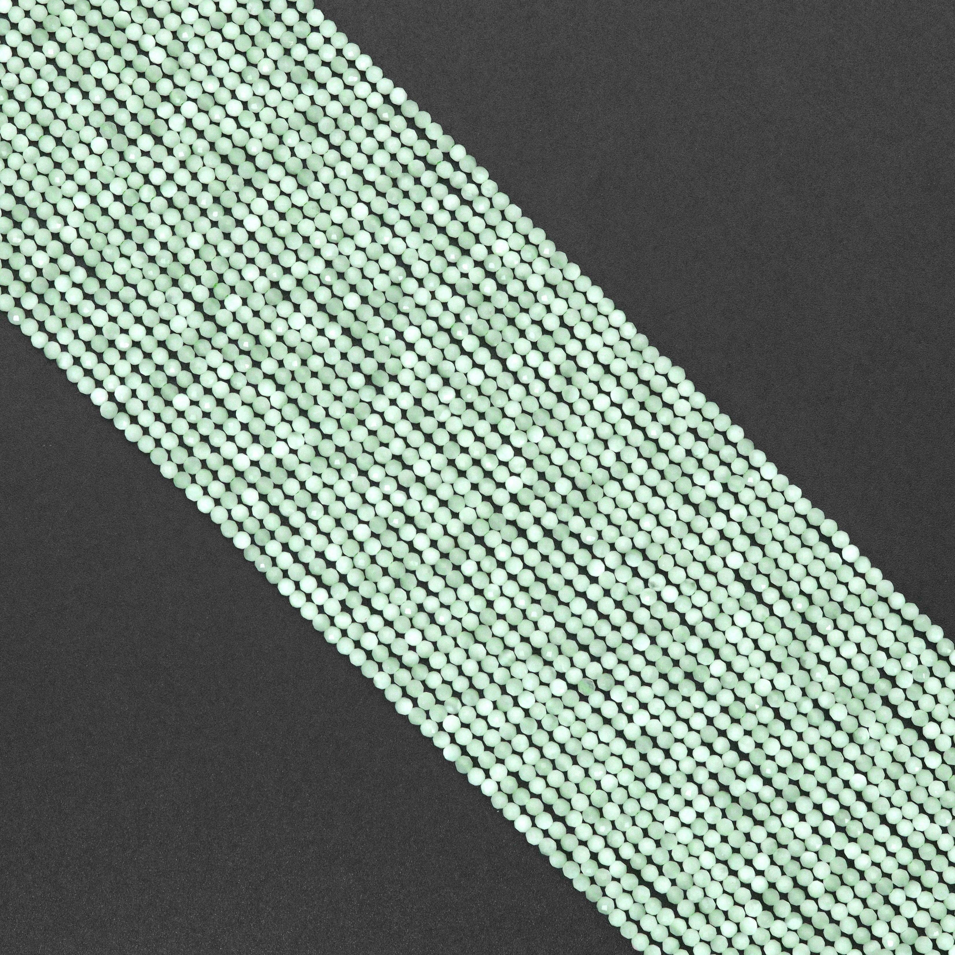 2mm Genuine Green Angelite Round Faceted Beads, Sku#U2203