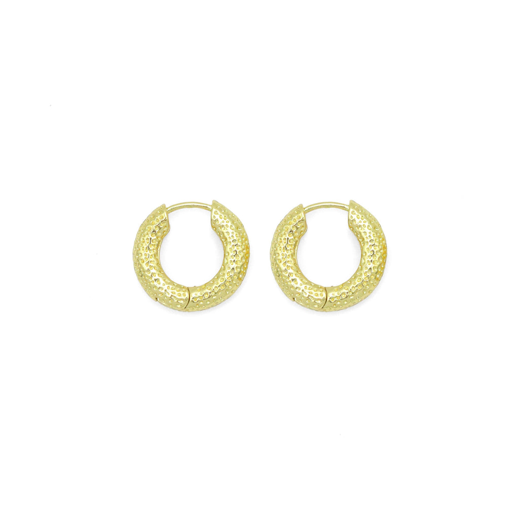 Hammered Gold hoop Earrings, Sku#Y1034