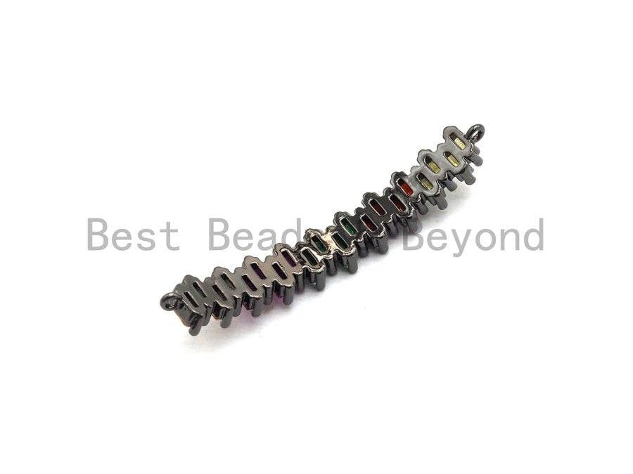 Rainbow CZ Micro Pave Bar Connector for Bracelet/Necklace, Link Connector, Spacer Connector, 7x41mm,sku#E431C