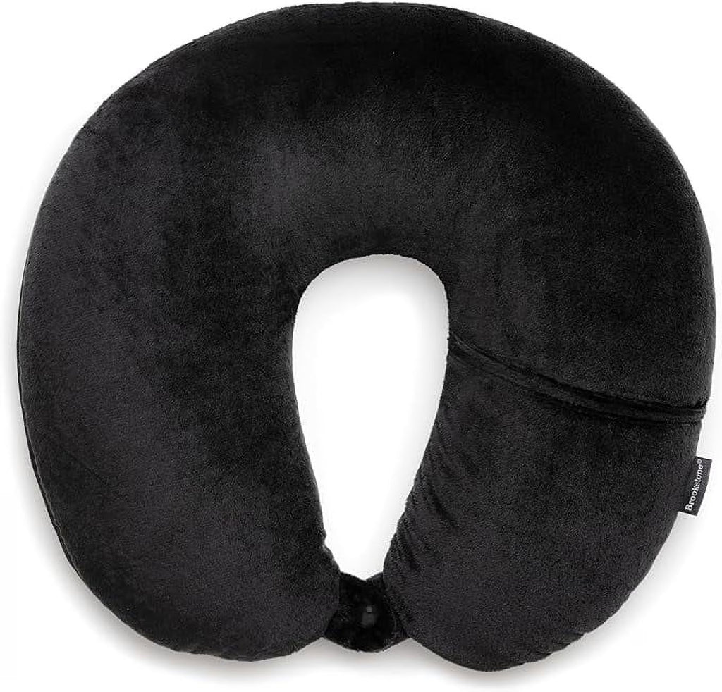 Brookstone Microbead Travel Neck Pillow - Lightweight U-Shaped Travel Pillow for Neck Support