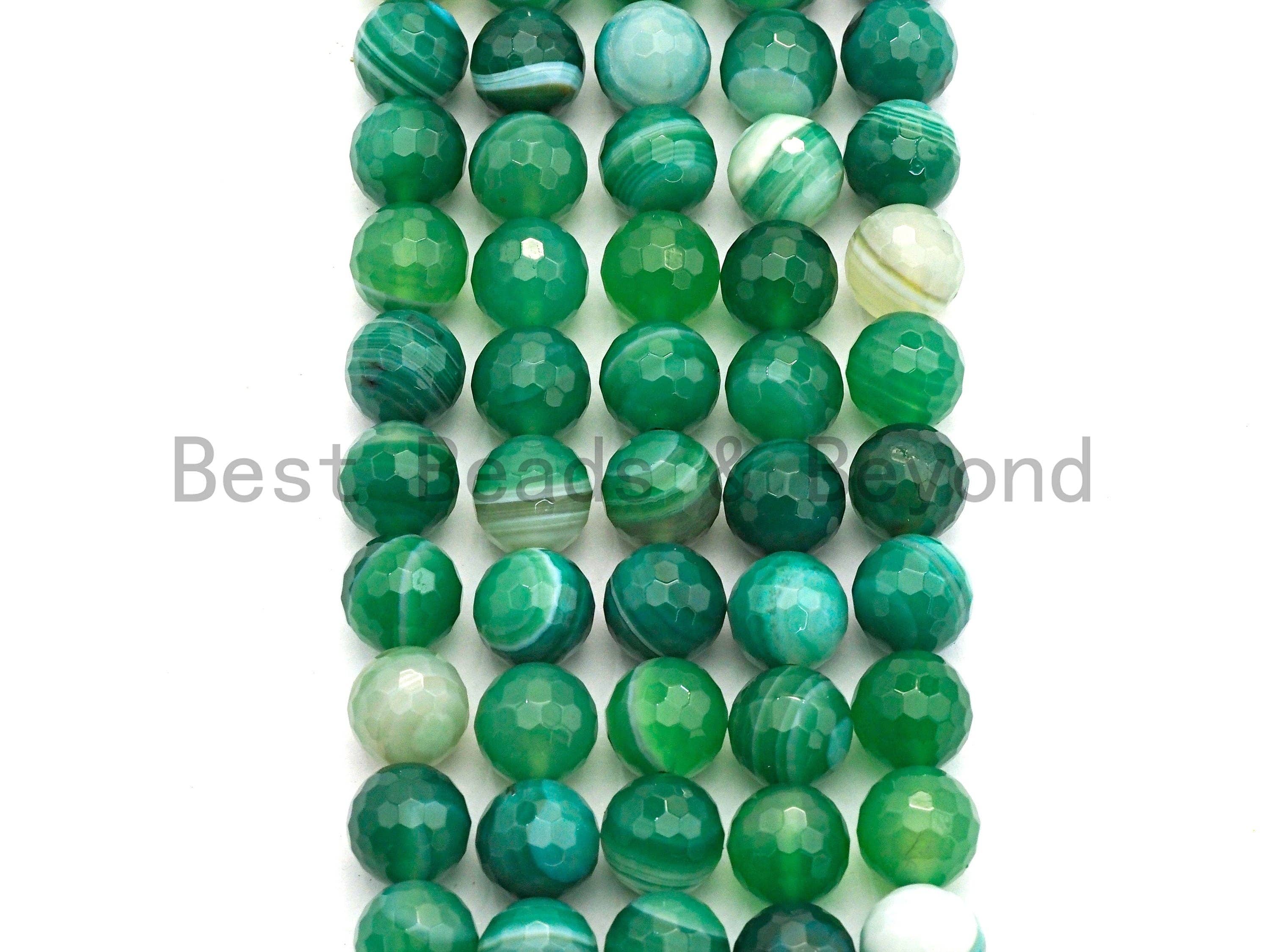 High Quality Faceted Green Banded Agate beads, 6mm/8mm/10mm/12mm Green Agate Gemstone beads, Natural Agate Beads, 15.5inch strand, SKU#U447