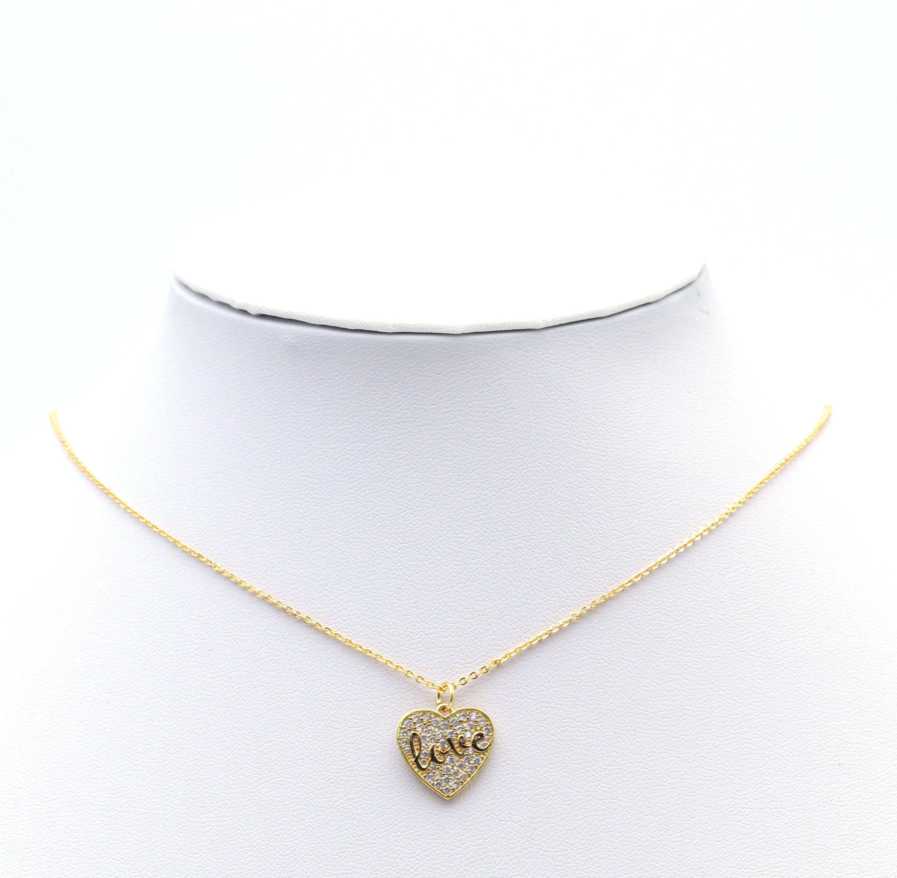 Pave Black Gold Love On Heart Pendant/Charm, sku#B337