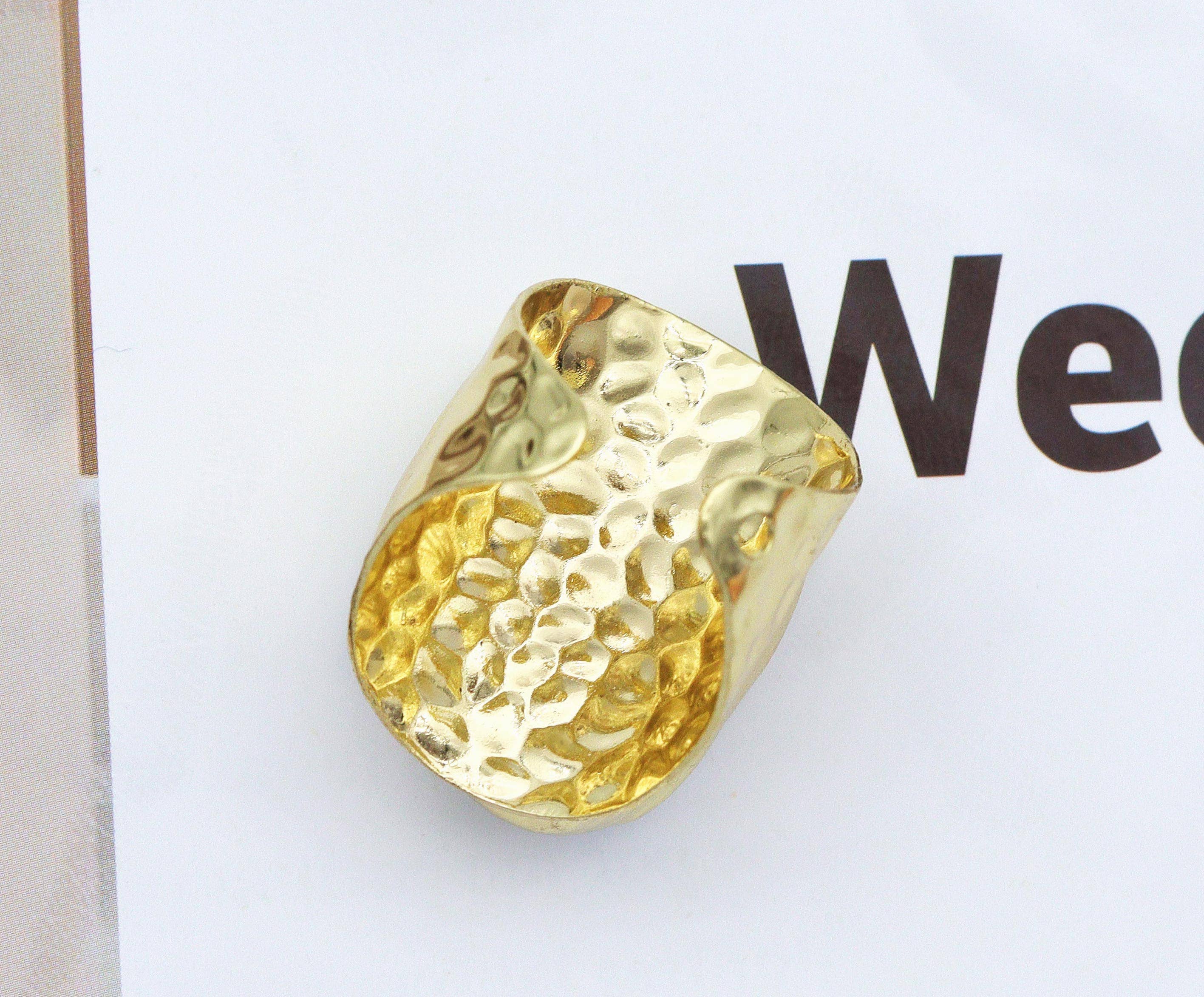 Gold Druzy Quartz Adjustable Ring, Sku#YT34