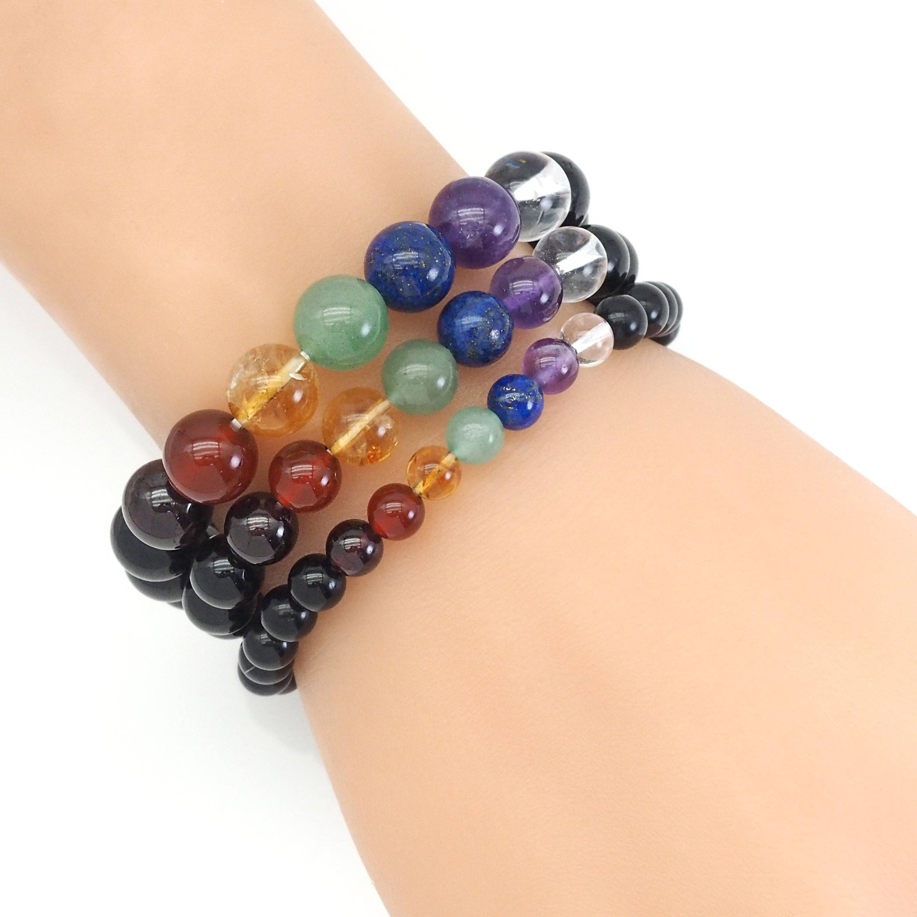 Genuine Charkra Round Smooth Stretchy Bracelet, SKu#EF523