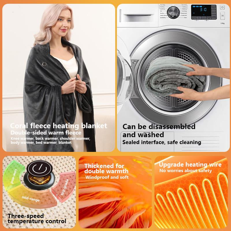 USB Heated Blanket (Without Power Bank), Portable Heated Shawl, 3 Heat Settings Shawl, Softnees Heating Blanket for Car Office Home Travel (150 * 50Cm) Personalized Miss Rachel Throw
