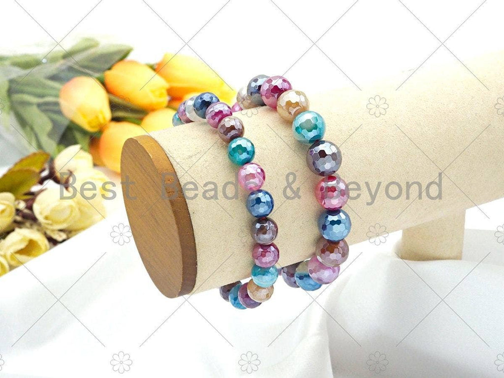 Mystic Multicolor Banded Agate Stretchy Bracelet
