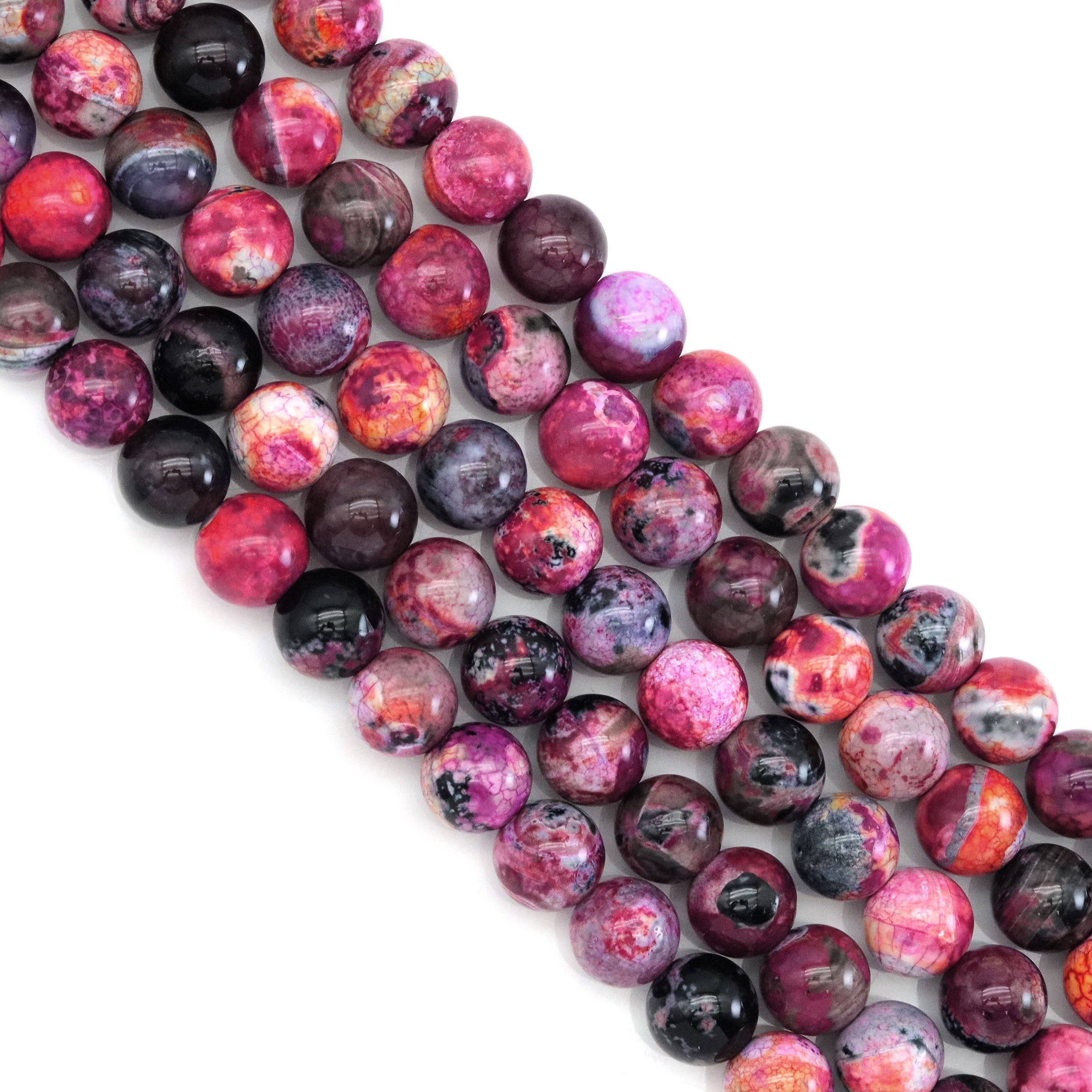 orange Pink Fire Agate Round Smooth Beads, Sku#U1778